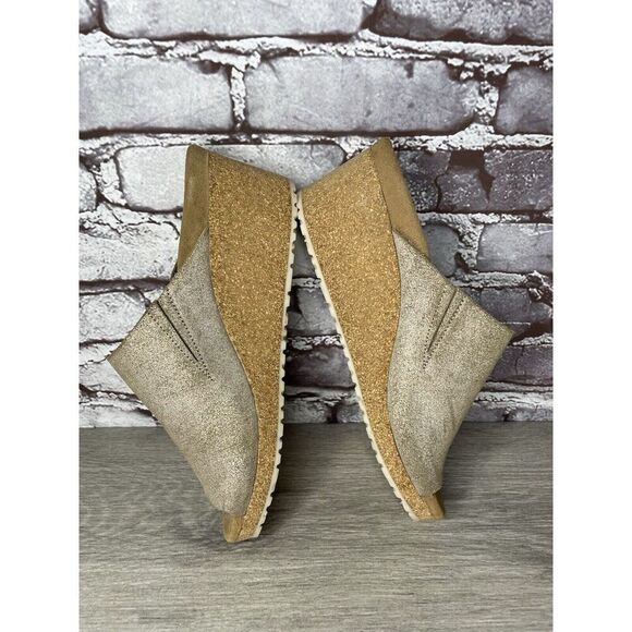 Papillio Birkenstock Metallic Silver Shimmer Cork Wedge Slide Sandals Women 40EU - Picture 12 of 16